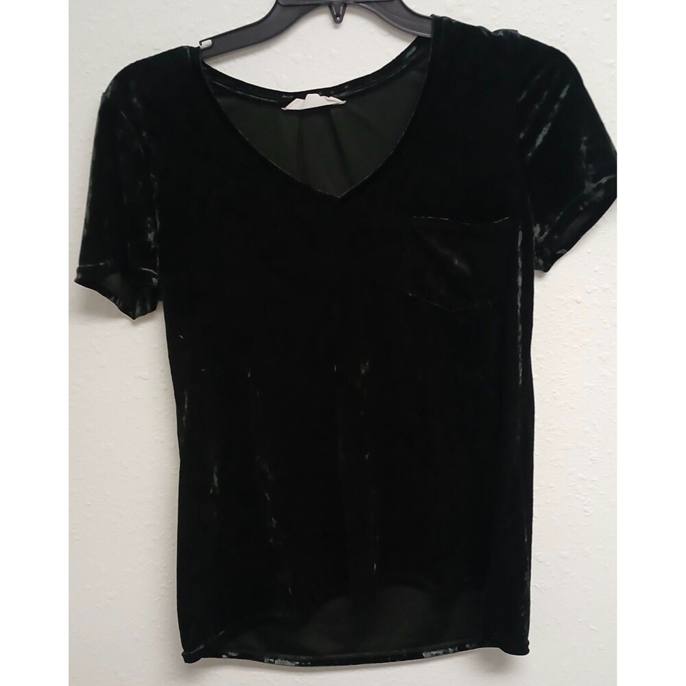 Womens Y2K Velvet Burnout Medium Black Peasant Witchy Top Whimsigoth